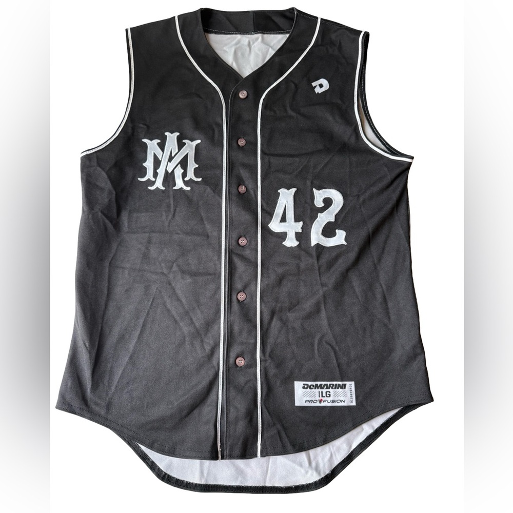DeMarini Baseball Jersey Black Button Up 42 Adult M L Unisex Athletic
